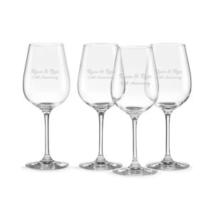 lenox personalized tuscany pinot grigio wine glasses, set of 4 custom engraved crystal wine glasses for pinot, riesling, chardonnay, sauvignon blanc and more