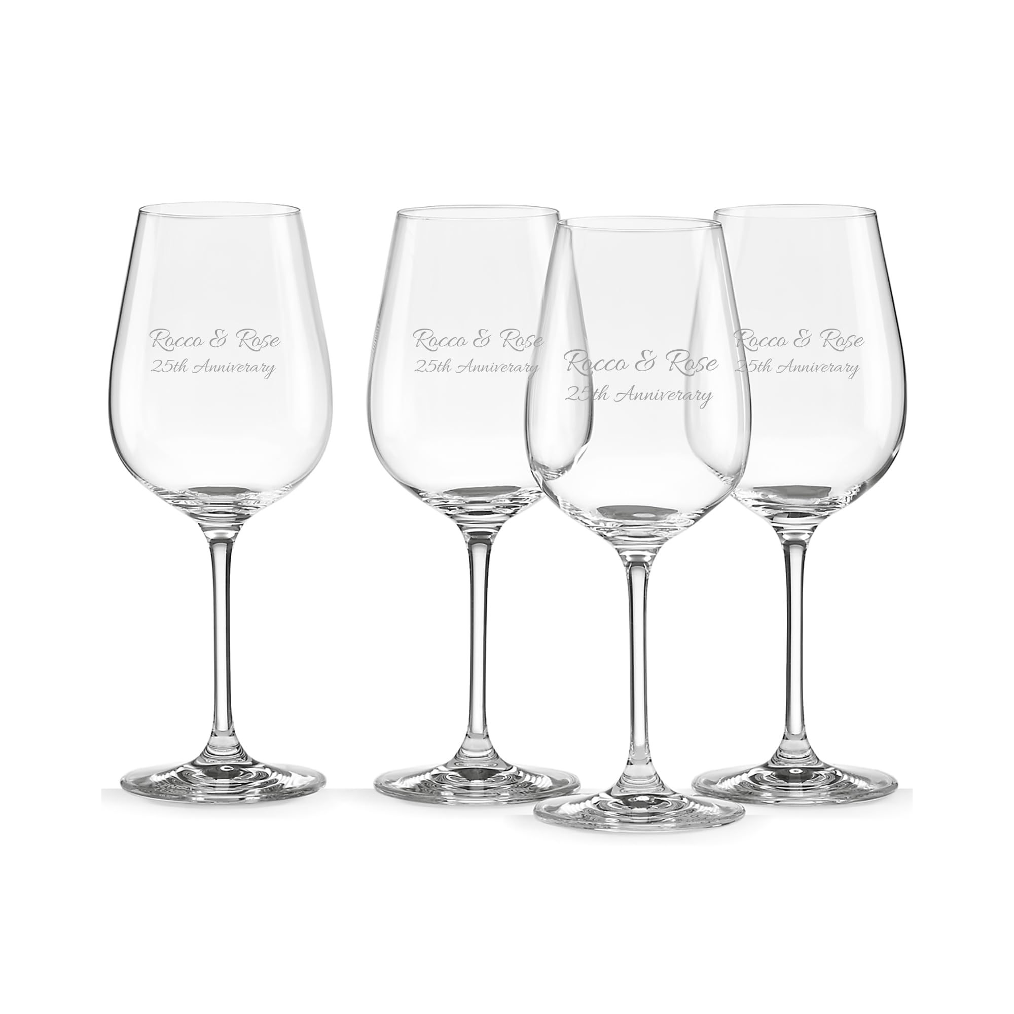 Lenox Personalized Tuscany Pinot Grigio Wine Glasses, Set of 4 Custom Engraved Crystal Wine Glasses for Pinot, Riesling, Chardonnay, Sauvignon Blanc and More