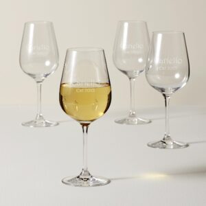 Lenox Personalized Tuscany Pinot Grigio Wine Glasses, Set of 4 Custom Engraved Crystal Wine Glasses for Pinot, Riesling, Chardonnay, Sauvignon Blanc and More