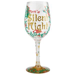 enesco designs by lolita holiday mom's silent night artisan wine glass, 1 count (pack of 1), multicolor
