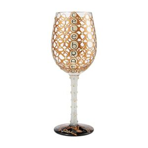 enesco designs by lolita celebrate artisan wine glass, 15 ounce, multicolor