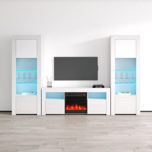 milano set 145ef-bk-bk electric fireplace modern wall unit entertainment center