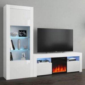 milano set 145ef-bk electric fireplace modern wall unit entertainment center