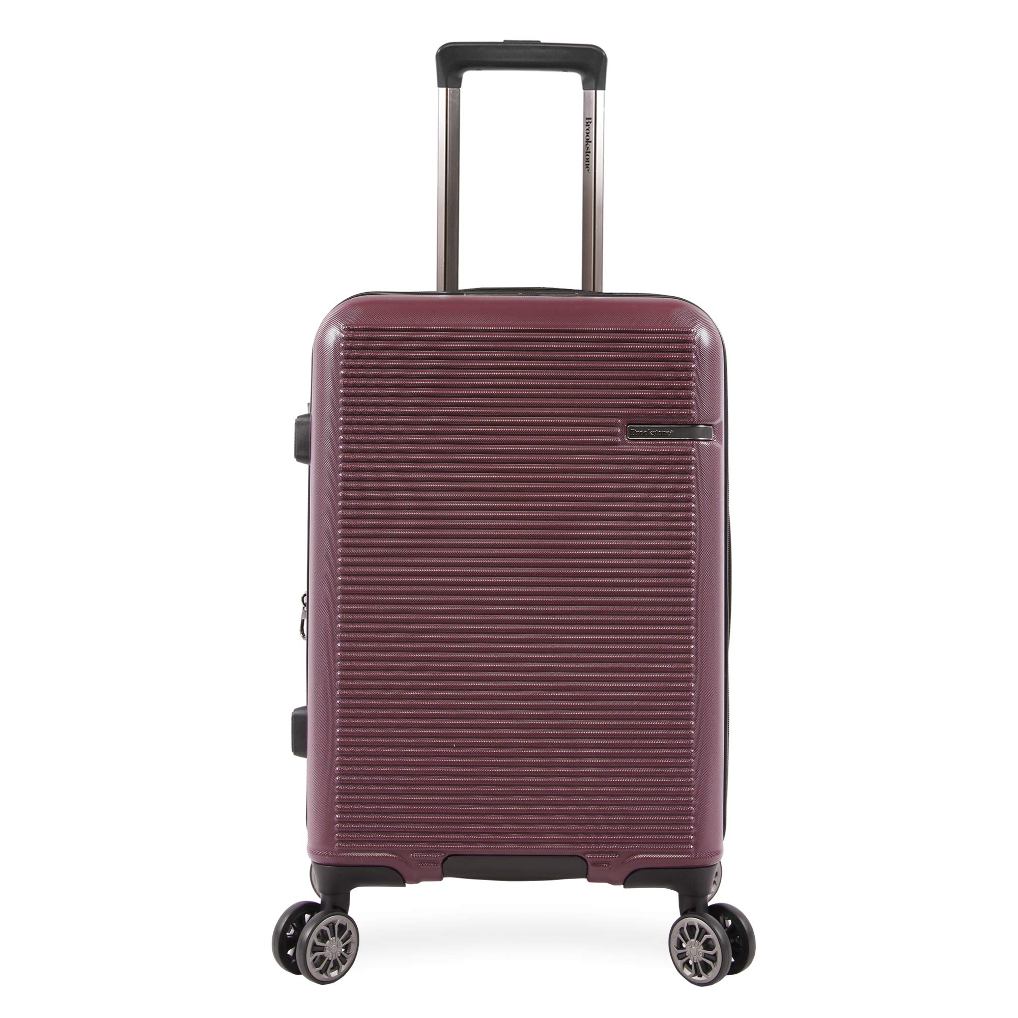 Brookstone Luggage Nelson Spinner Suitcase, Plum, Carry-On