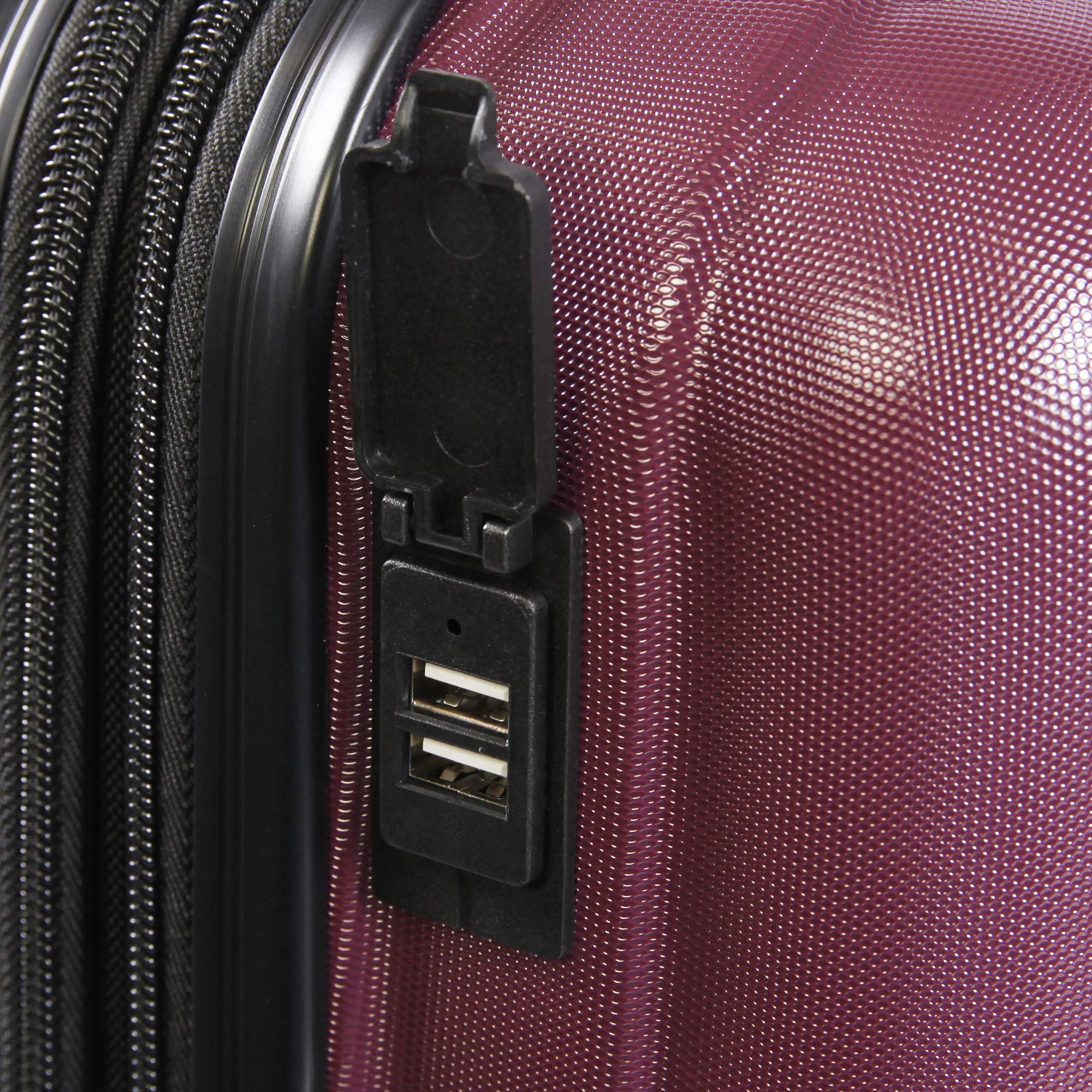 Brookstone Luggage Nelson Spinner Suitcase, Plum, Carry-On