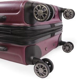 Brookstone Luggage Nelson Spinner Suitcase, Plum, Carry-On