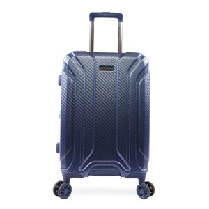 brookstone luggage keane spinner suitcase, metallic blue, carry-on