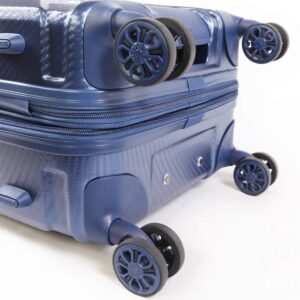 Brookstone Luggage Keane Spinner Suitcase, Metallic Blue, Carry-On