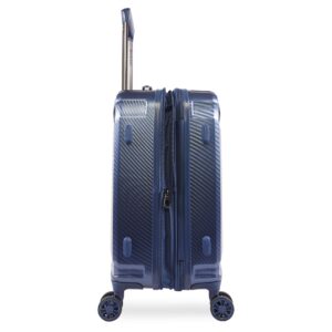 Brookstone Luggage Keane Spinner Suitcase, Metallic Blue, Carry-On