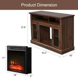 PatioFestival Fireplace TV Stand Electric fire Place heaters Entertainment Center Corner tv Console with fireplaces for TVs up to 42" Wide