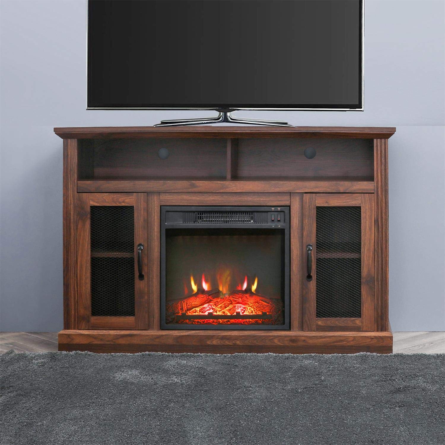 PatioFestival Fireplace TV Stand Electric fire Place heaters Entertainment Center Corner tv Console with fireplaces for TVs up to 42" Wide