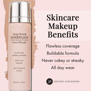 MagicMinerals AirBrush Foundation by Jerome Alexander – 2pc Set with Airbrush Foundation and Kabuki Brush - Spray Makeup with Anti-aging Ingredients for Smooth Radiant Skin (Light)