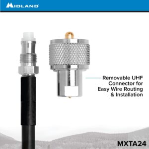 Midland – MXTA24 Low Profile Antenna Cable with NMO Connector – CB Antenna Cable Extension – 6 Meters (19 ft) with Removable UHF Connection