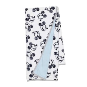 Lambs & Ivy Disney Baby Mickey Mouse Baby Blanket - Blue/White Minky/Jersey