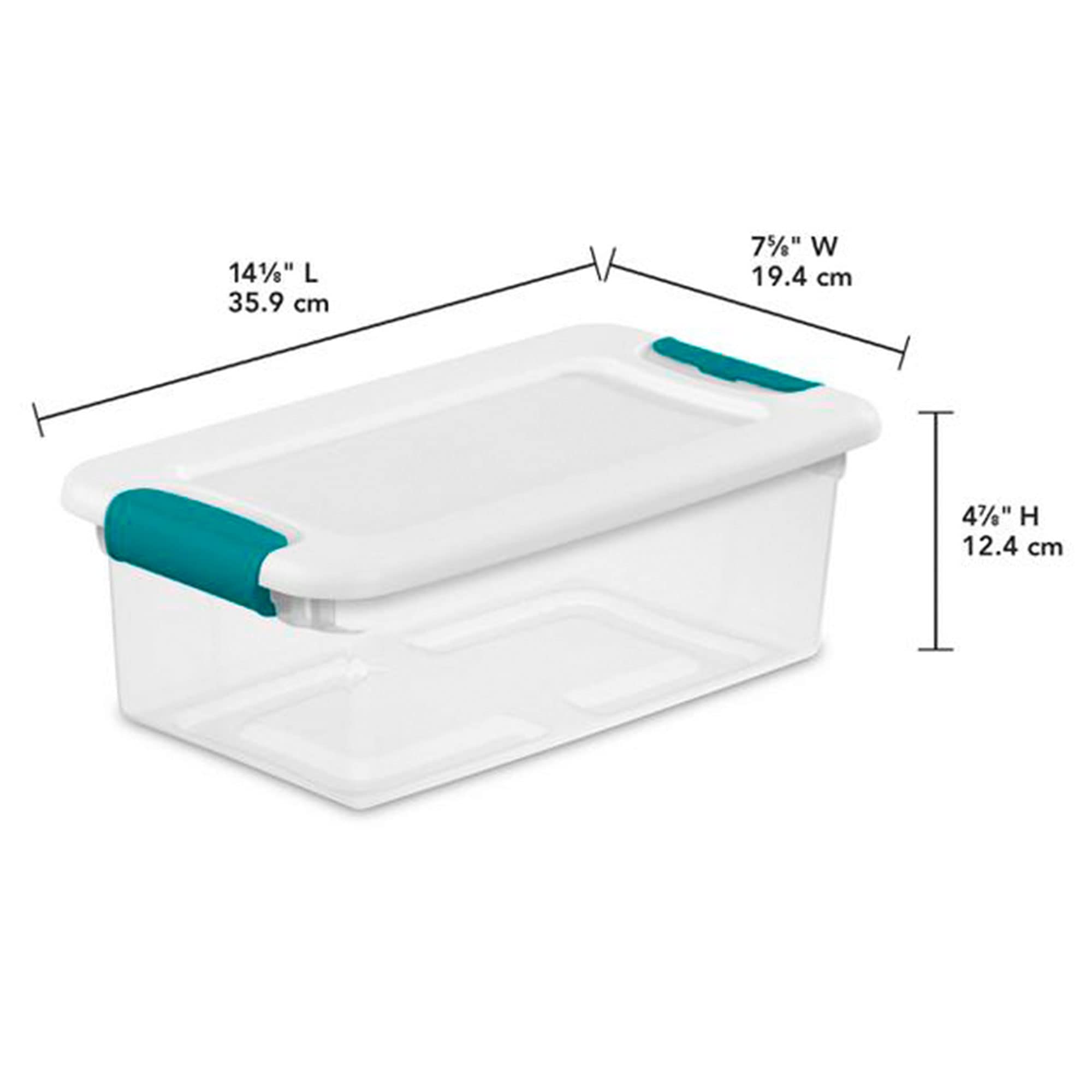 Sterilite Clear 6 Quart Easy Latching Storage Box with White Lid, 12 Pack, and Clear 64 Quart Easy Latching Storage Box with White Lid, 6 Pack