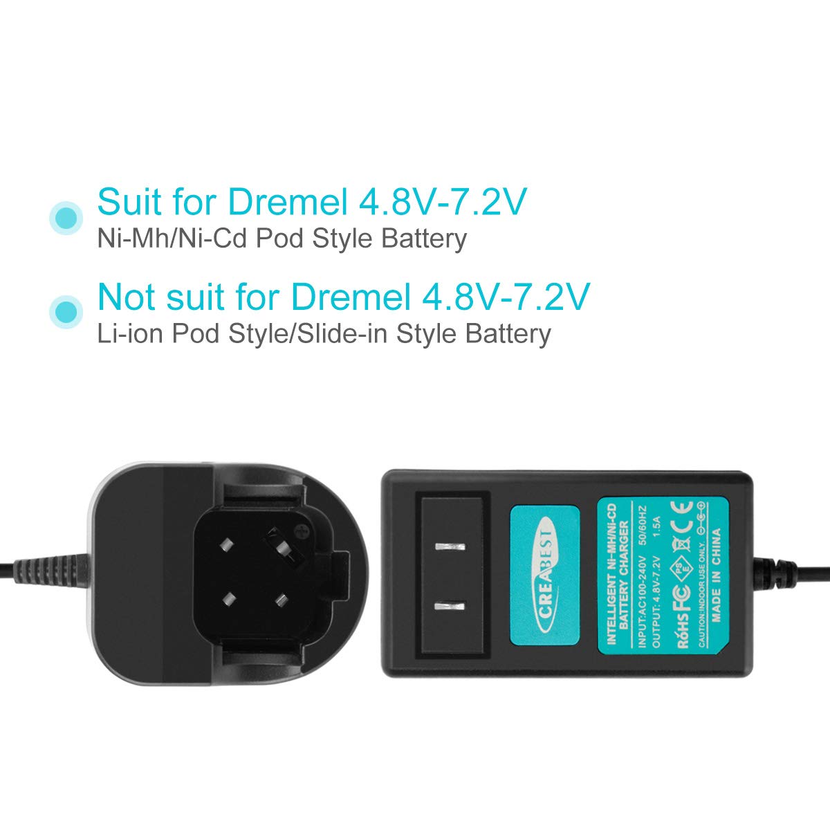 CREABEST 2Packs 7.2V 3.5Ah Ni-MH Battery for Dremel MultiPro Cordless Rotary Tool Models Dremel 7700-01 7700-02 757-01 with One Charger