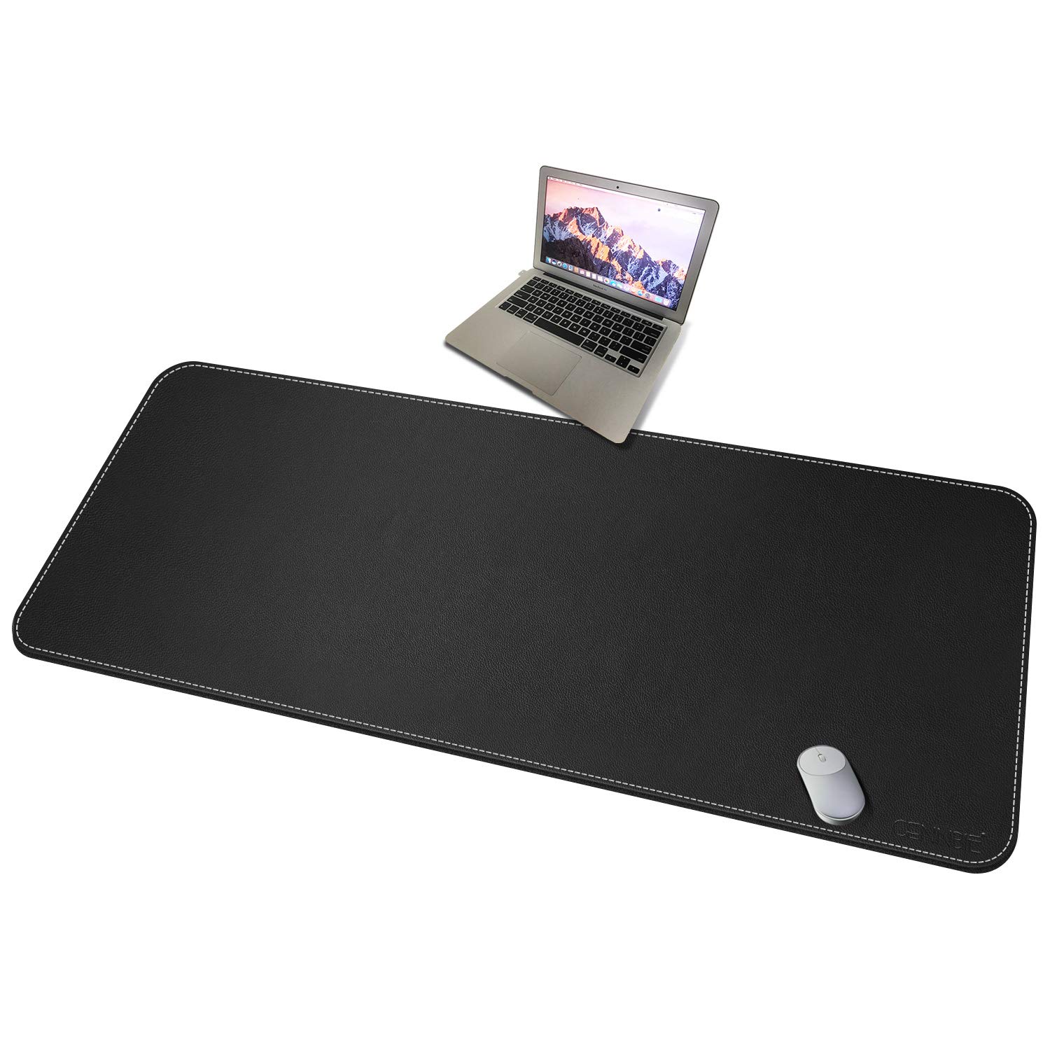 CENNBIE 59" x 27.5" Extended Mega Size Professional Leather Desk Mat for Full Desk - Super Large XXXL Large Mouse Pad (Black)