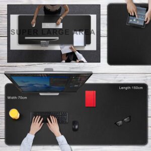 CENNBIE 59" x 27.5" Extended Mega Size Professional Leather Desk Mat for Full Desk - Super Large XXXL Large Mouse Pad (Black)