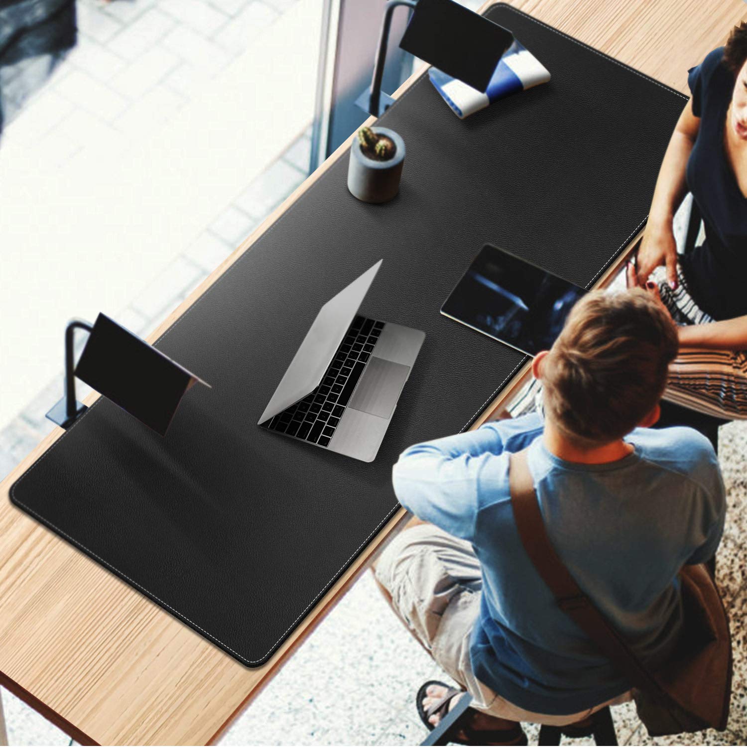 CENNBIE 59" x 27.5" Extended Mega Size Professional Leather Desk Mat for Full Desk - Super Large XXXL Large Mouse Pad (Black)