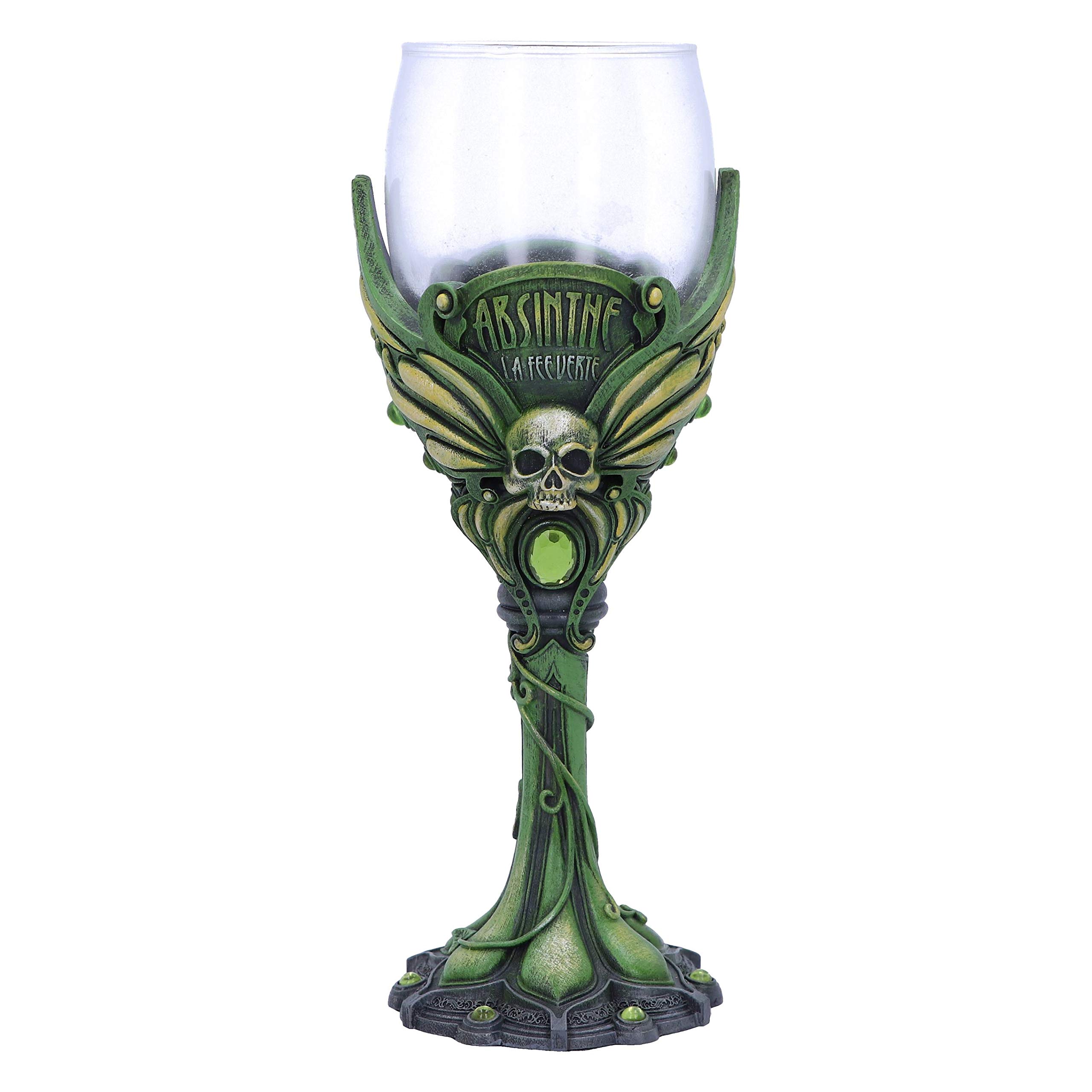 Nemesis Now Absinthe La Fee Verte Green Goblet Wine Glass, Polyresin, 1 Count (Pack of 1)