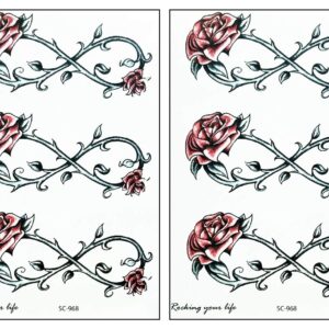 Tattoos 2 Sheets Rose flowers Infinity Cartoon Stickers Waterproof Temporary Tattoos Festival Flash Fake Tattoo Sexy Body Art Men Women for Arms Legs Shoulder or Back (02)