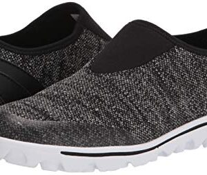 Propét Women's TravelActiv Slip-On Sneaker, Black Heather, 7 Wide US