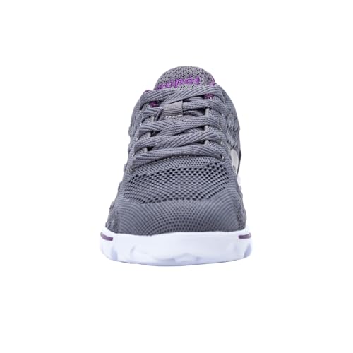 Propét Womens TravelActiv Axial Sneaker, Grey/Purple,9 XX-Wide