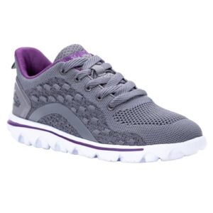 Propét Womens TravelActiv Axial Sneaker, Grey/Purple,9 XX-Wide