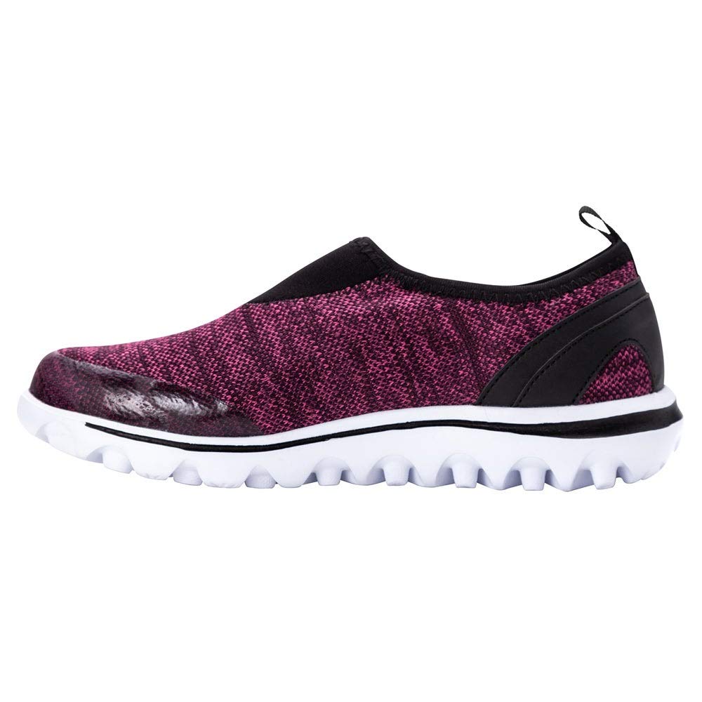 Propet Women's TravelActiv Slip-On Sneaker, Berry Heather, 8 X-Wide US