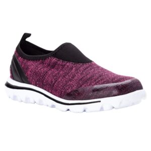 Propet Women's TravelActiv Slip-On Sneaker, Berry Heather, 8 X-Wide US