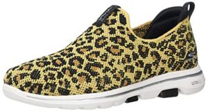 skechers women's go walk 5 - wildlife sneaker, leopard, 7.5 us