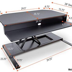 Flexpro Power 40 Inch Electric Corner Desk Converter for Cubicles and L-Shaped Desks with Quiet Height Adjustments, Large Dual Level Sit to Stand Computer Workspace (Black, 44in x 32in)