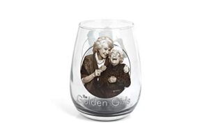 just funky the golden girls black and white stemless wine glass - 16-ounces
