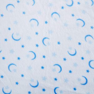 Cozy Fleece Microplush Super Soft Fitted Crib Sheets (Set of 2), Blue/White with Moon & Stars