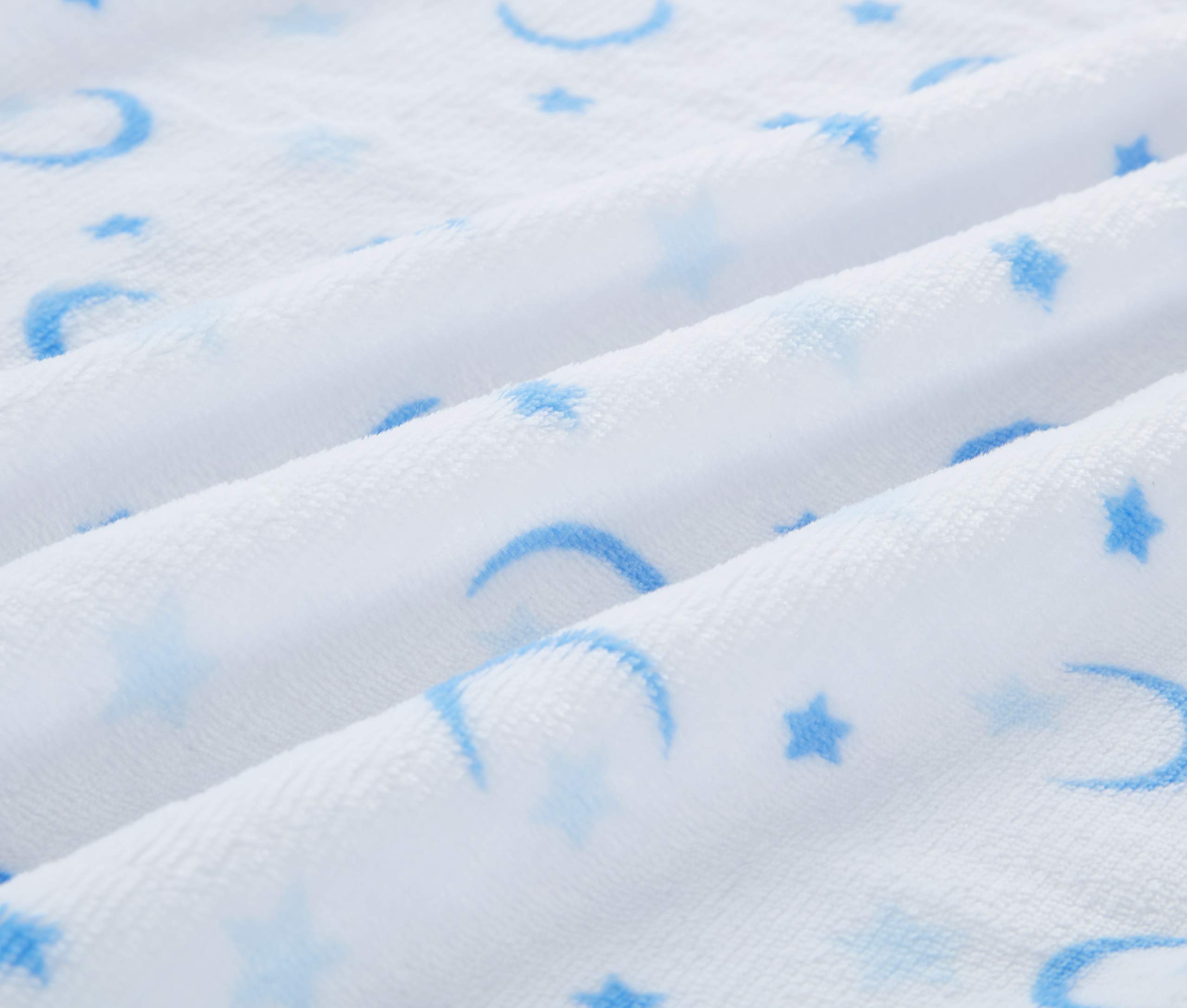 Cozy Fleece Microplush Super Soft Fitted Crib Sheets (Set of 2), Blue/White with Moon & Stars