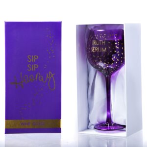 Boxer Gifts Truth Serum Opulent Wine Glass | Fun Novelty Glassware for Her | Birthday Christmas Secret Santa Mother's Day | Gift Boxed | Purple