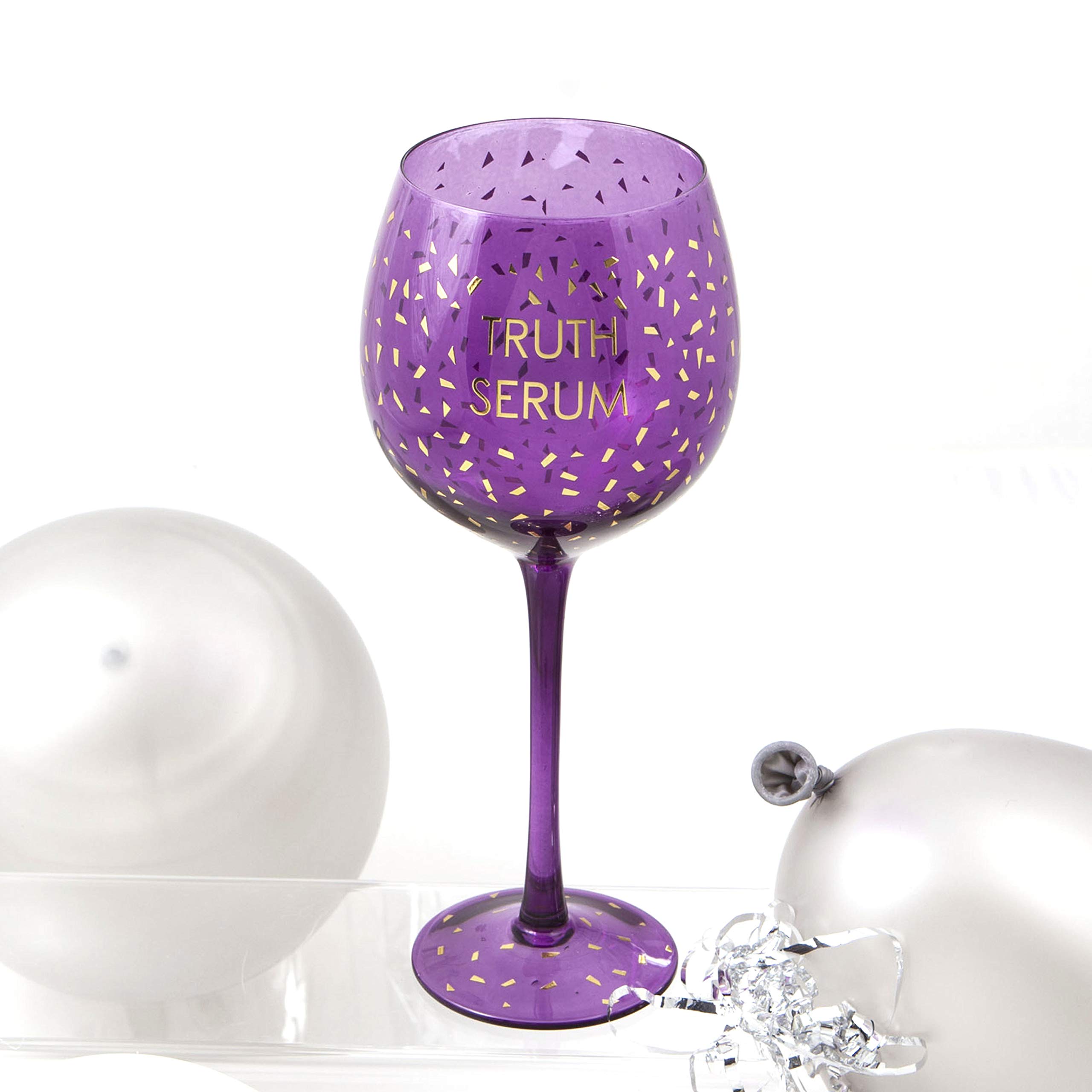 Boxer Gifts Truth Serum Opulent Wine Glass | Fun Novelty Glassware for Her | Birthday Christmas Secret Santa Mother's Day | Gift Boxed | Purple