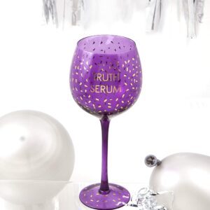 Boxer Gifts Truth Serum Opulent Wine Glass | Fun Novelty Glassware for Her | Birthday Christmas Secret Santa Mother's Day | Gift Boxed | Purple