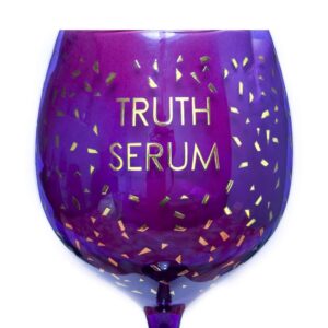 Boxer Gifts Truth Serum Opulent Wine Glass | Fun Novelty Glassware for Her | Birthday Christmas Secret Santa Mother's Day | Gift Boxed | Purple