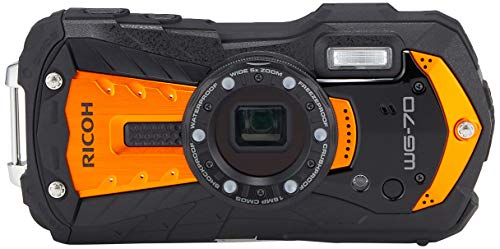 Ricoh WG-70 Black Waterproof Digital Camera 16MP (Orange) (Intenational Model)