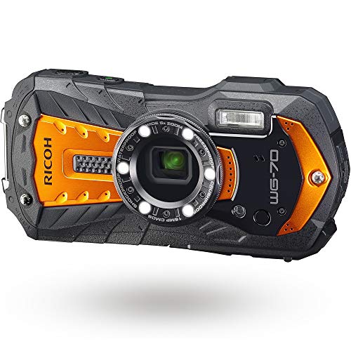 Ricoh WG-70 Black Waterproof Digital Camera 16MP (Orange) (Intenational Model)