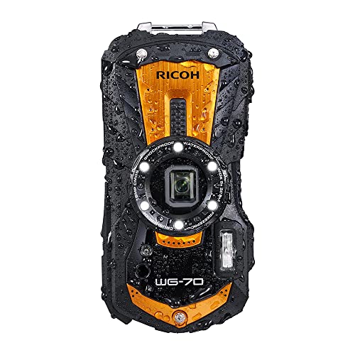 Ricoh WG-70 Black Waterproof Digital Camera 16MP (Orange) (Intenational Model)