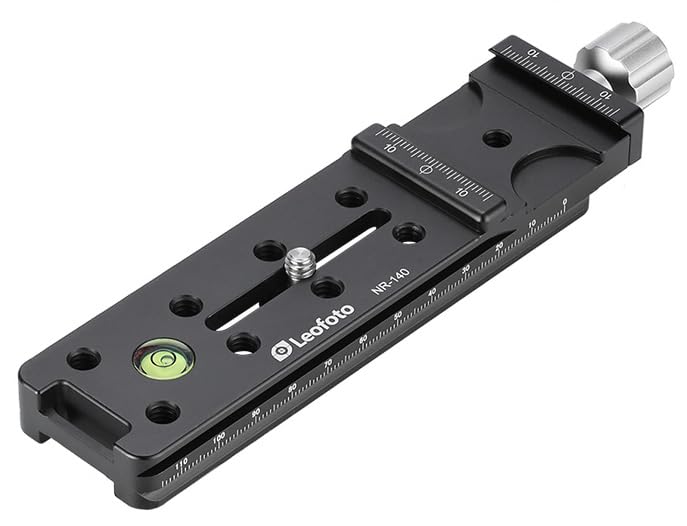 Leofoto NR-140 Nodal Slide Rail with Arca Clamp, 140mm Dual Arca Rail, 1/4" Camera Screw, Bubble Level