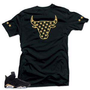 Jordan 6 DMP Defining Moments Match Tees (Jordan 6 DMP Defining Moments - Bull Stars Shirt (Black), 4XL)