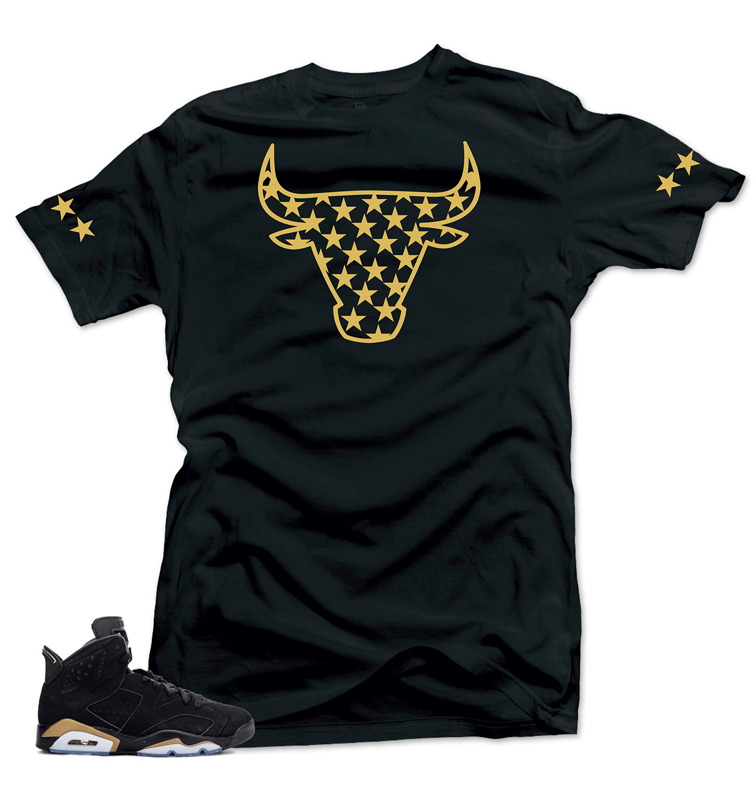 Jordan 6 DMP Defining Moments Match Tees (Jordan 6 DMP Defining Moments - Bull Stars Shirt (Black), 4XL)