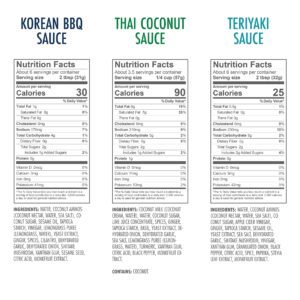 Kevin's Natural Foods Keto and Paleo Simmer Sauce Variety Pack - Stir-Fry Sauce, Gluten Free, No Preservatives, Non-GMO - 3 Pack (Teriyaki/Thai Coconut/Korean BBQ)