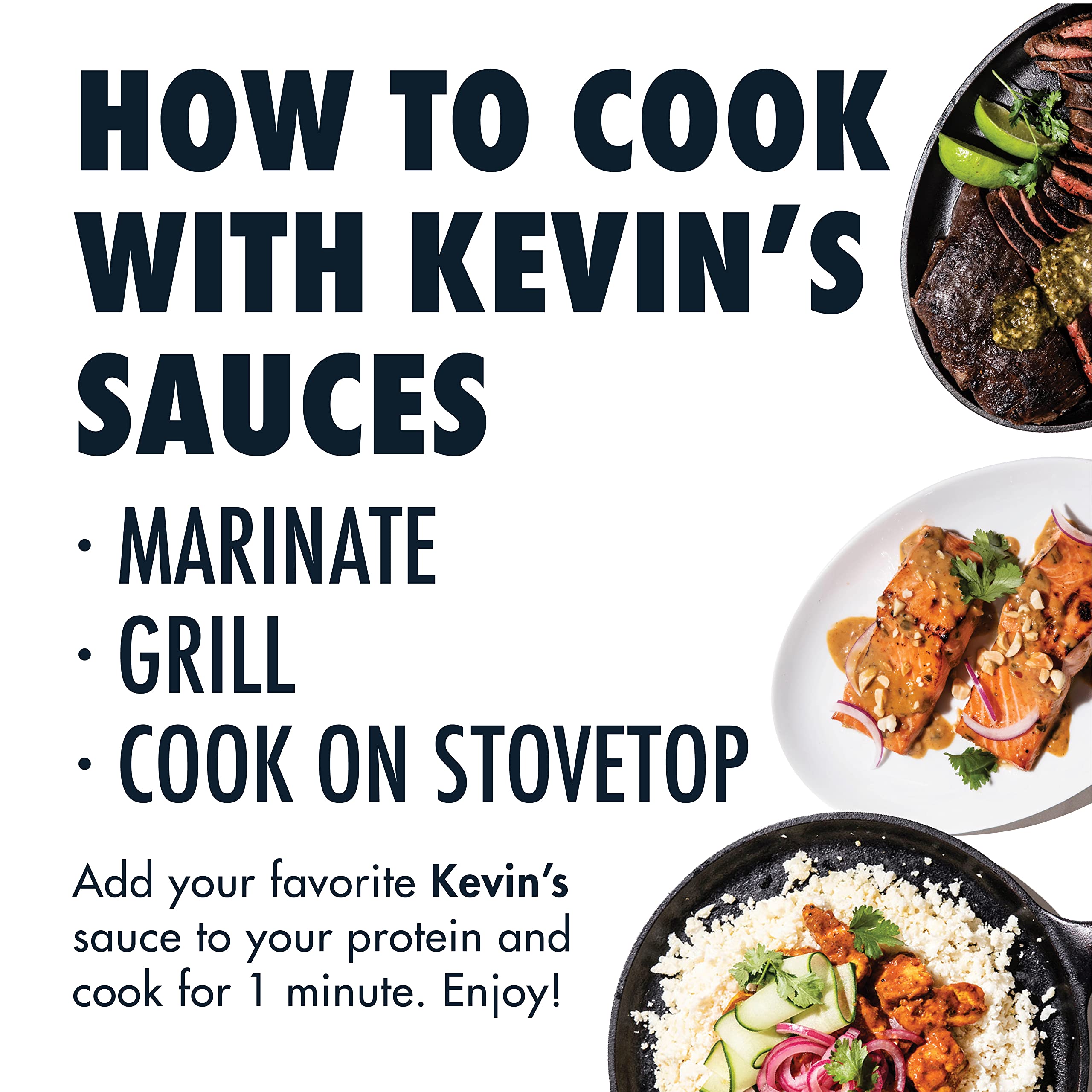 Kevin's Natural Foods Keto and Paleo Simmer Sauce Variety Pack - Stir-Fry Sauce, Gluten Free, No Preservatives, Non-GMO - 3 Pack (Teriyaki/Thai Coconut/Korean BBQ)