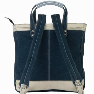 Mona B. Royal Blue Wilder Upcycled Canvas Backpack with Vegan Leather Trim MD-5912