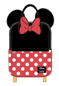 loungefly x disney minnie mouse cosplay square nylon backpack (black/red/white, one size)