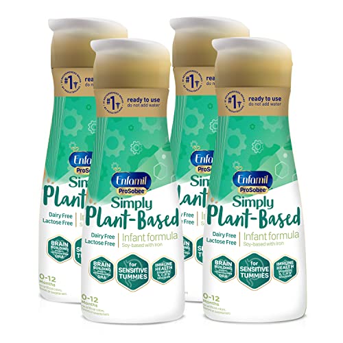 Enfamil Plant based Lactose-free Baby Formula,Ready-to-Feed Bottles, Enfamil ProSobee for Sensitive Tummies, Soy-based, Plant Sourced Protein, Lactose-free, Milk free ,32 Fl Oz (Pack of 4)